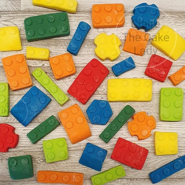 Handmade 100% edible building brick cake cupcake toppers
