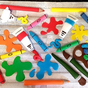 Handmade edible Art Artist Painter cake topper decoration set