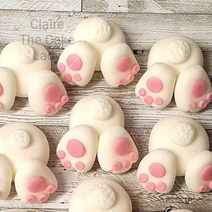 Handmade 100% Easter bunny bottoms/bums cupcake toppers x 6
