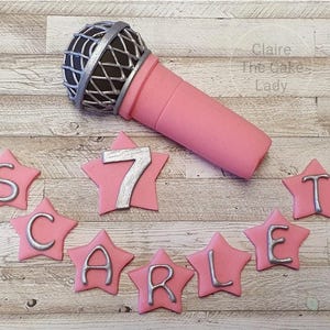 Edible Handmade karaoke singer themed cake topper set *personalised*