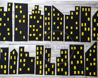 Handmade 100% edible buildings silhouette cake decorations topper - for various sized cake