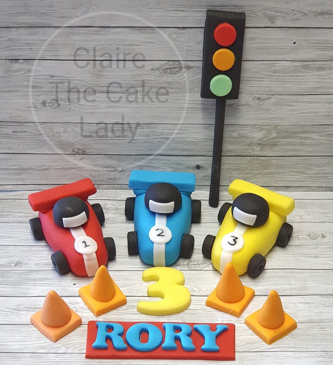 Edible Handmade Racing Car Cake Topper Set Personalised Etsy