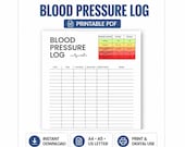 Blutdruckprotokoll zum Ausdrucken | Tägliches Blutdruck Tagebuch | Medizinisches Protokoll | Blutdrucktabelle | Vitalwerte Tracker