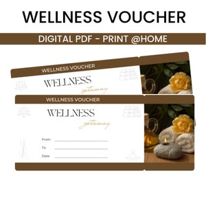 Wellness voucher template to print and write yourself, voucher as a quick gift, last minute gift, digital voucher, diy voucher printable