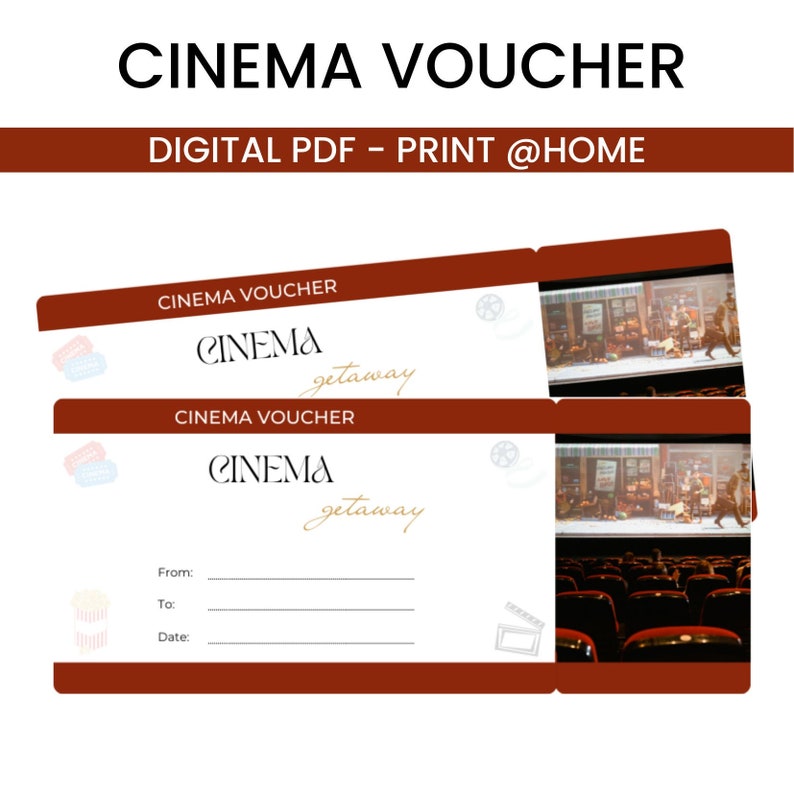 Cinema Voucher Template to Print and Write Yourself, Voucher as a Quick