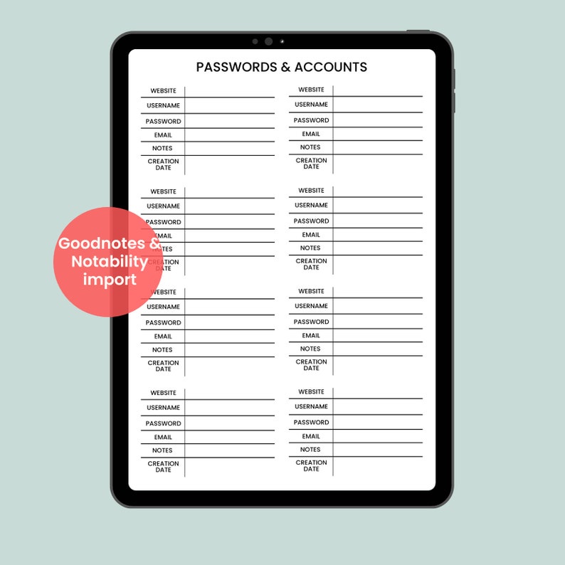 Password Tracker Printable | Password Log | Password Keeper | Password ...