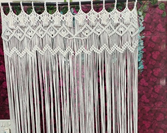 Large Macrame Curtain for Windows - Boho Doorway Curtain - Handwoven Room Divider - Bohemian Wall Hanging Macrame Window Treatment Cotton