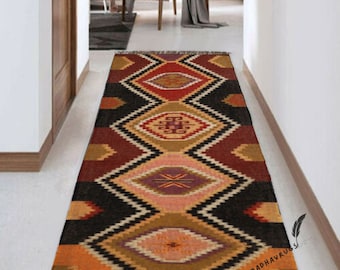 Wool Jute Runner, Handmade Runner, Wool Jute Rug, Kilim Runner, Jute rug, Jute Runner, Woven Rug, Woven Runner, Navajo Rug, Weave Rug, Rug