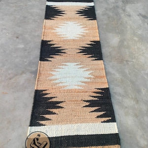 Handwoven Hemp & Jute Rug Runner: Eco-Friendly Dhurrie