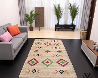 Handwoven Hemp Jute Rug: Eco Friendly Dhurrie Area Rug