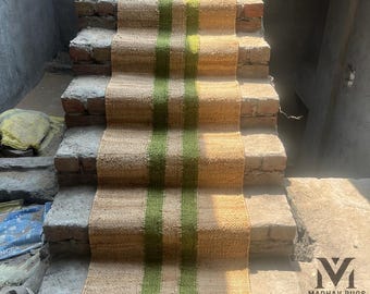 Handwoven Hemp Jute Rug Runner: Eco-Friendly Stair Runner