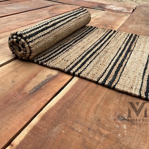 Handwoven Hemp Jute Rug: Eco Friendly Stair Runner, Custom Size
