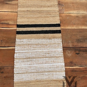 Tapis en jute de chanvre tissé à la main : chemin d'escalier écologique, dimension personnalisée