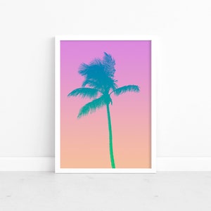 Coastal Palm Tree Art Print: Minimalist Beach Wall Decor (Digital Download