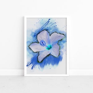 Blue Botanical Wall Art, Nature Lover Gift, Wedding Gift, Art Print, Navy Blue Wall Art, Printable Art