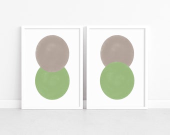 Sage Green Abstract Prints: Minimalist Watercolor Wall Art Set (Digital Download)