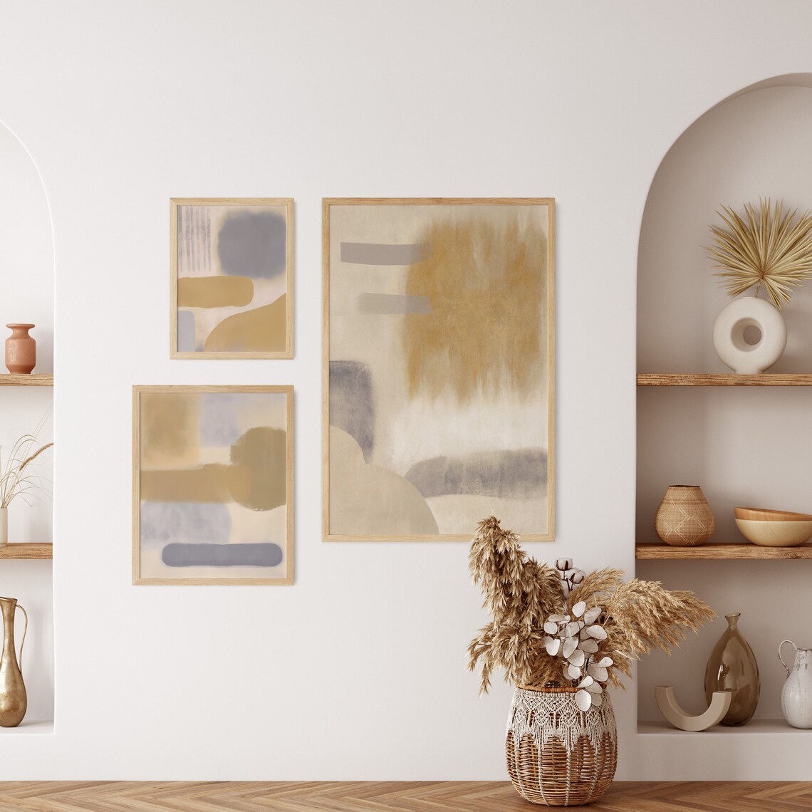 Picture Idea: Japandi Wall Art 3 Piece Wall Art Natural Abstract Art