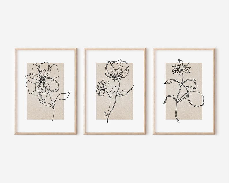 Neutral Wall Prints Set of 3 Prints Botanical Wall Prints - Etsy