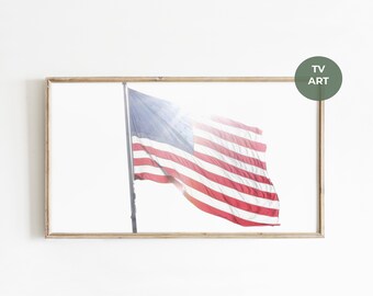 Vintage American Flag Frame TV Art: 4th of July Digital Download