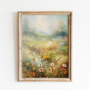 Floral Farmhouse Decor Printable, Antique Wildflower Art Download