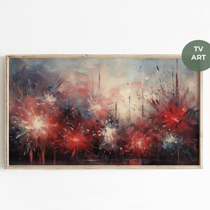 Abstract 4th of July Frame TV Art, Patriotic Fireworks Digital Download