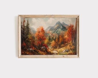 Vintage Fall Wall Art Woman Fall Decor Fall Oil Painting Fall Print ...