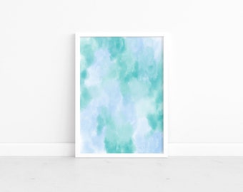 Aqua Abstract Art Print: Modern Minimalist Wall Decor (Digital Download, Up to 24x36 inches