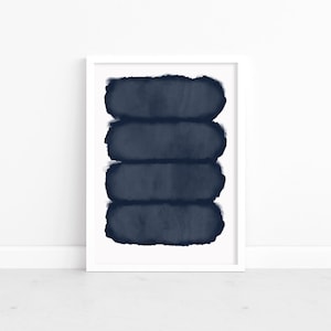 Navy Blue Abstract Art Print: Minimalist Home Decor (Digital Download)