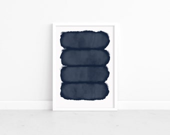 Navy Blue Abstract Art Print: Minimalist Home Decor (Digital Download)