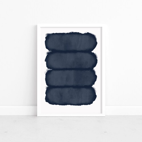 Modern Minimal Gallery Wall Art Set of 2 Abstract Art Navy Etsy