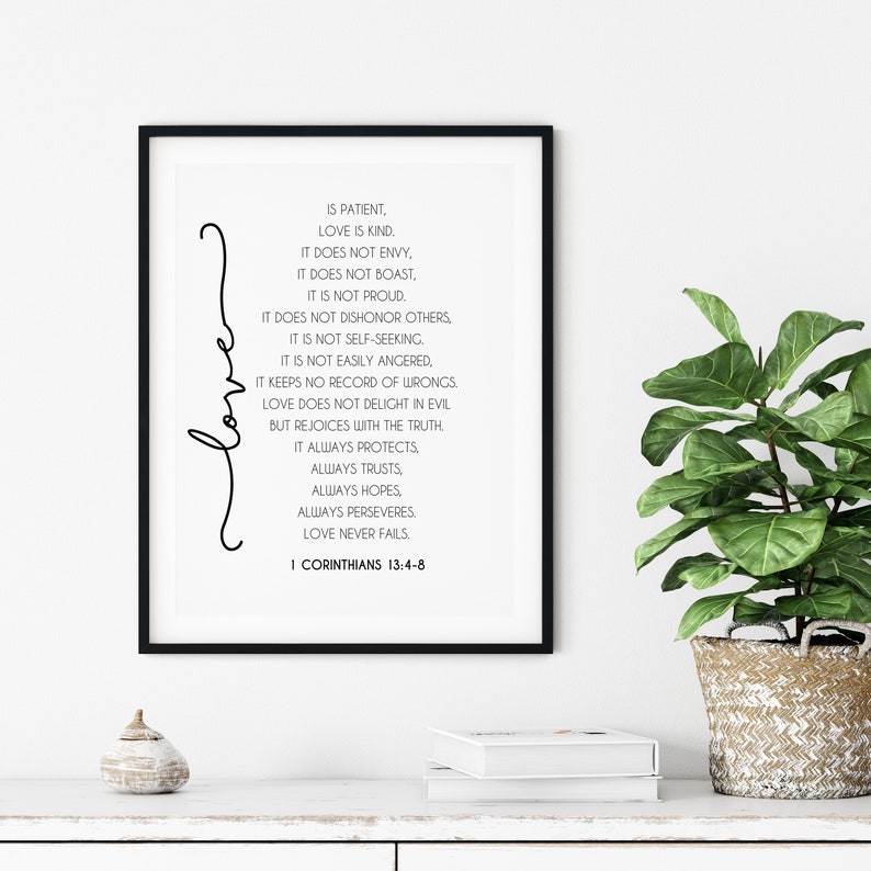 Bible Verse Wall Art | 1 Corinthians 13:4-8 (digital Download) - Etsy