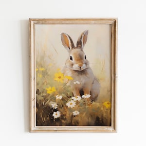Spring Bunny Rabbit in Wildflower Field Printable