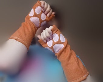 Fleece paw sleeve gloves