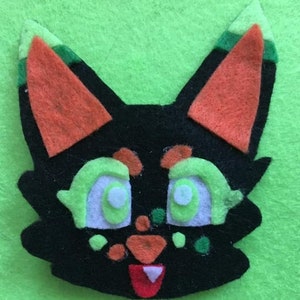 Felt fursona badge pin