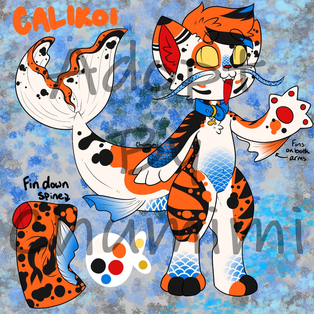 Calikoi Adoptable Fursona Oc Cat Koi Fish Hybrid Etsy