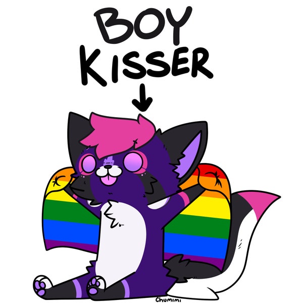 Pride month boy/girl/gender kisser fursona oc YCH