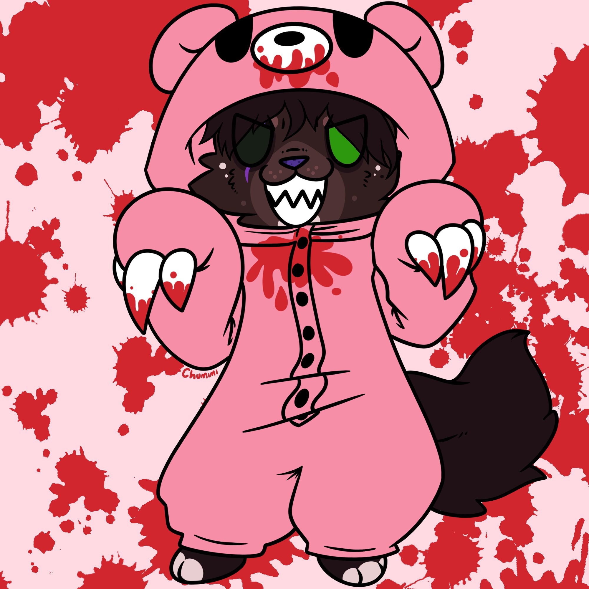 Gloomy Bear Pink Black Fur 8