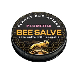 PLUMERIA BEE SALVE, Hand Salve, Skin Care, Healing Balm, Dry Skin Salve with Beeswax and Propolis, Skin Repair, Moisturizer, All Natural