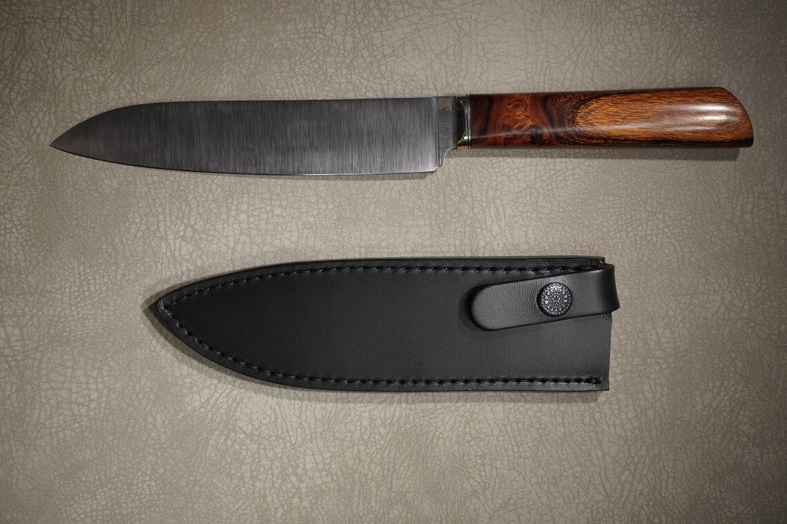 Kruchkov Kitchen/picnic Knife With Sheet, Steel Elmax, Handle Iron Wood