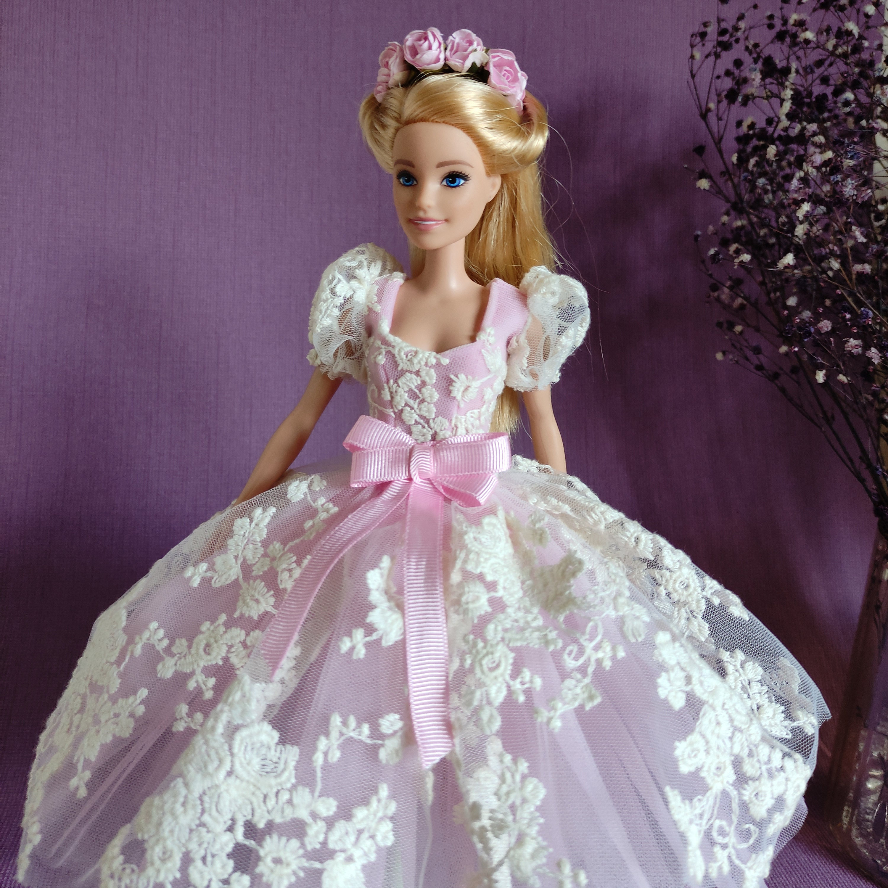 pink and white princess dress