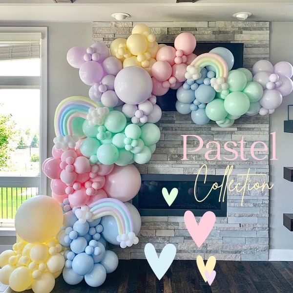 DIY Balloon Garland Kit / Custom High Quality Matte Colors/ Pastel Balloons- Pastel Pink, Pastel Blue, Pastel Yellow, Lilac, Birthday