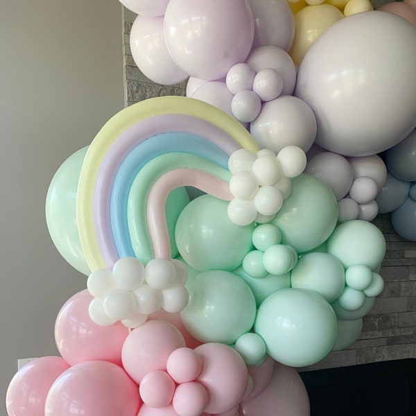Rainbow Balloons DIY Kit | Custom High Quality Matte Colors |  Pastel Balloons- Pastel Pink, Pastel Blue, Pastel Yellow, Lilac, Birthday Dec