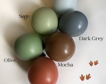 Jurassic Park DIY Balloon Garland Kit / Custom High Quality Matte Colors - Sage, Olive, Grey, Fog, terracotta, Birthday decor, Three-Rex,