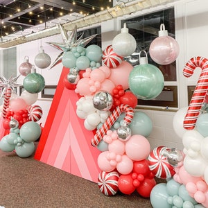 Winter Wonderland/ HOLIDAY DIY Balloon Garland Kit / Custom High Quality Matte Colors - Cranberry Red, Mint Green, Sugar, Light Pink