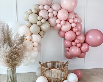 DIY Balloon Garland Kit / Custom High Quality Matte Colors - Blush, Beige, Mauve, Dusty Rose, Baby Shower, Birthday Decor