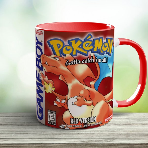 Mug monstres de poche rouge - Mug original pour les amateurs de caféine - Mug personnalisé personnalisé - Cadeaux pour lui - Cadeaux pour elle - Mug gaming