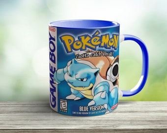 Mug bleu Pocket Monsters - Mug original pour les amateurs de caféine - Mug personnalisé personnalisé - Cadeaux pour lui - Cadeaux pour elle - Mug gaming