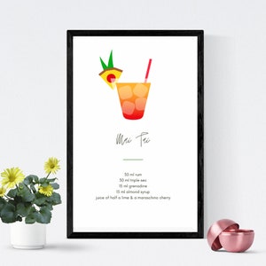 Mai Tai Cocktail Poster  / Digital Download / Home & Kitchen Decor / Cocktail Poster / Drinks Poster / Wall Art / Housewarming Gift New Home