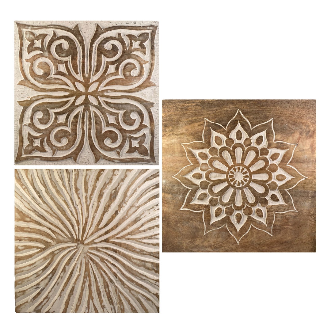30x30cm Hand Carved Solid Mango Wood Wall Art Plaques/panels. Etsy
