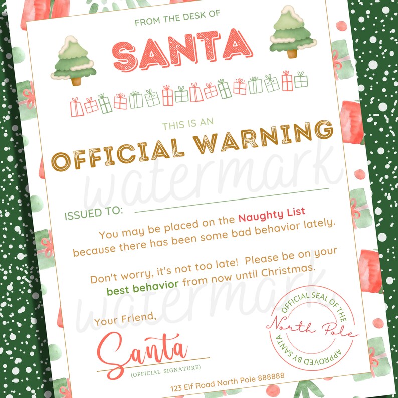Santa s Naughty List Letter Printable Santa Letter Etsy Santa s Naughty List Letter Printable Santa Letter Etsy